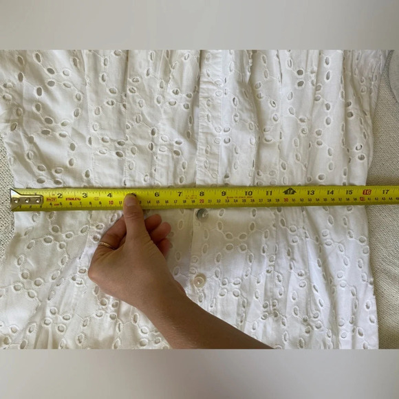 BROOKS Brothers 100% Cotton Eyelet Short Sleeve Midi Dress Size 6 (no belt) - Picture 15 of 16